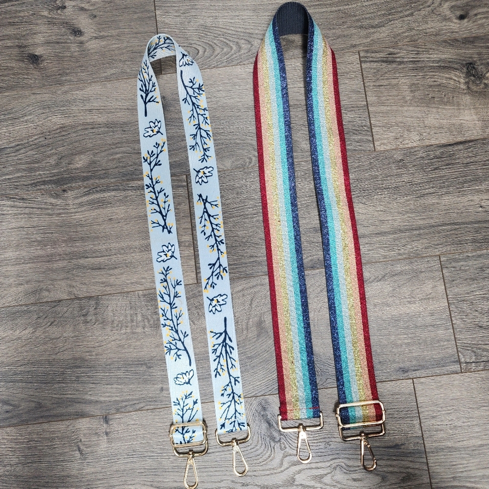Anca Barbu Cloth Handbag Straps, Gold Hardware Modern Pop Art Rainbow Floral